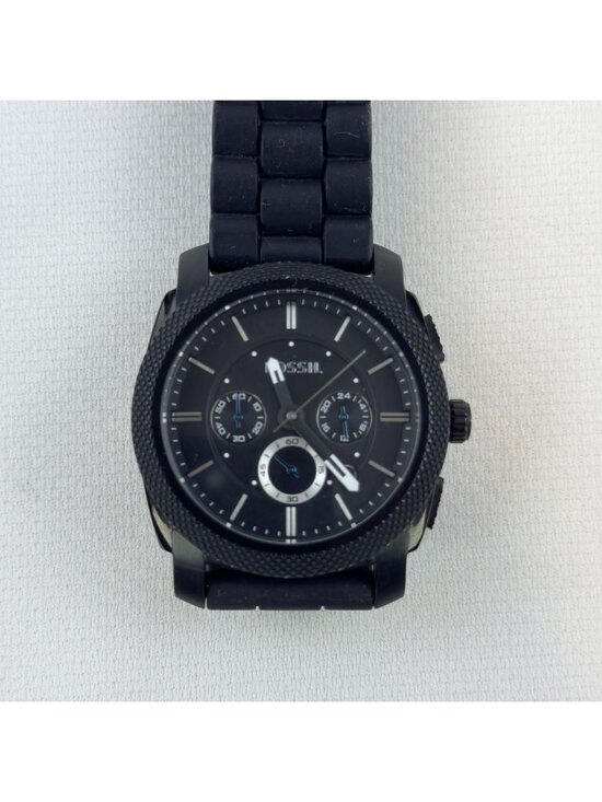 Fossil Other - Fossil Mens Black Stainless Steel Chronograph Watch FS-4487 Silicone Strap